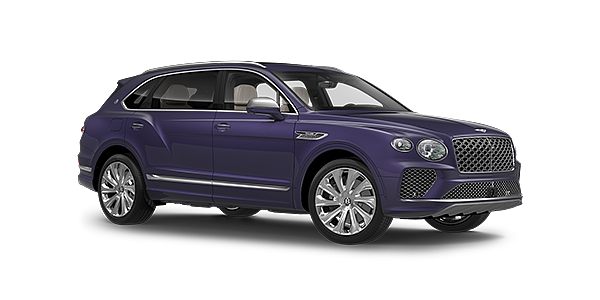 Bentley Tunbridge Wells Bentayga Extended Wheelbase Mulliner luxury SUV front three quarter in Tanzanite Purple paint